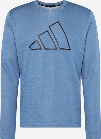 ADIDAS PERFORMANCE Athletic Sweatshirt 'Train Icons 3 Bar Logo ' in Blue: front