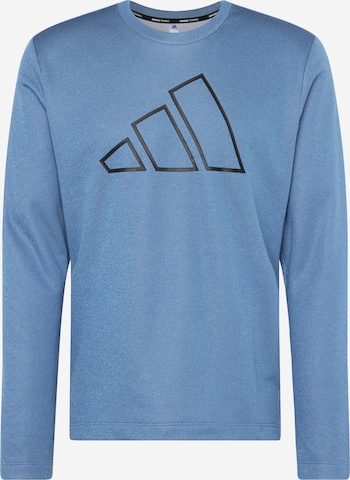 ADIDAS PERFORMANCE Athletic Sweatshirt 'Train Icons 3 Bar Logo ' in Blue: front