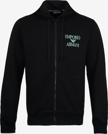 Emporio Armani Zip-Up Hoodie in Black: front