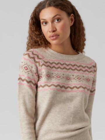 VERO MODA Sweater 'Fifi Fairisle' in Beige