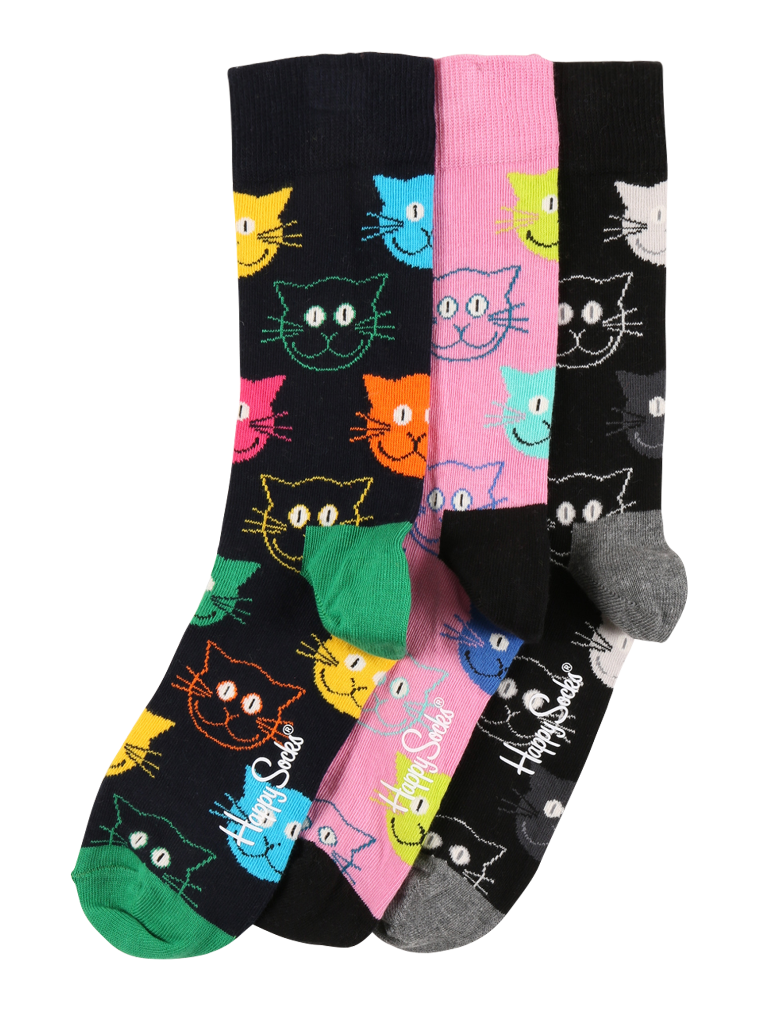 Odzież Mężczyźni Happy Socks Skarpety Cat w kolorze Czarny, Różowy Pudrowym 