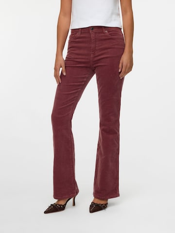 VERO MODA Flared Broek 'VMSiga' in Bruin: voorkant