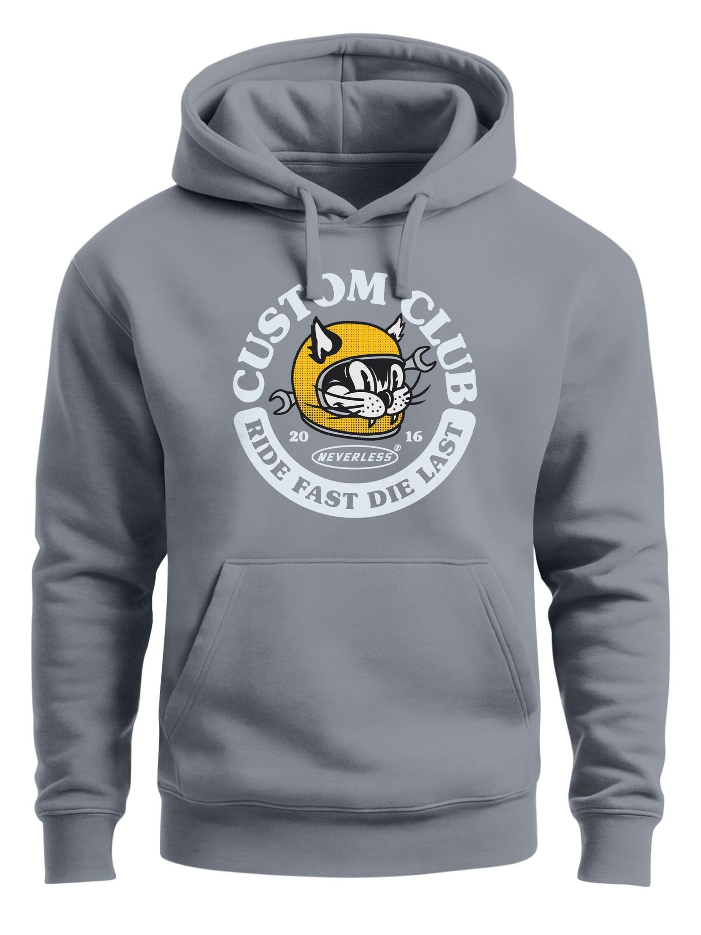 Neverless Sweatshirt 'Racing Cat' in Grey: front