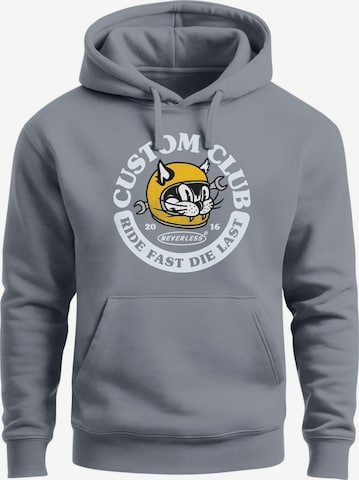 Neverless Sweatshirt 'Racing Cat' in Grau: Vorderseite