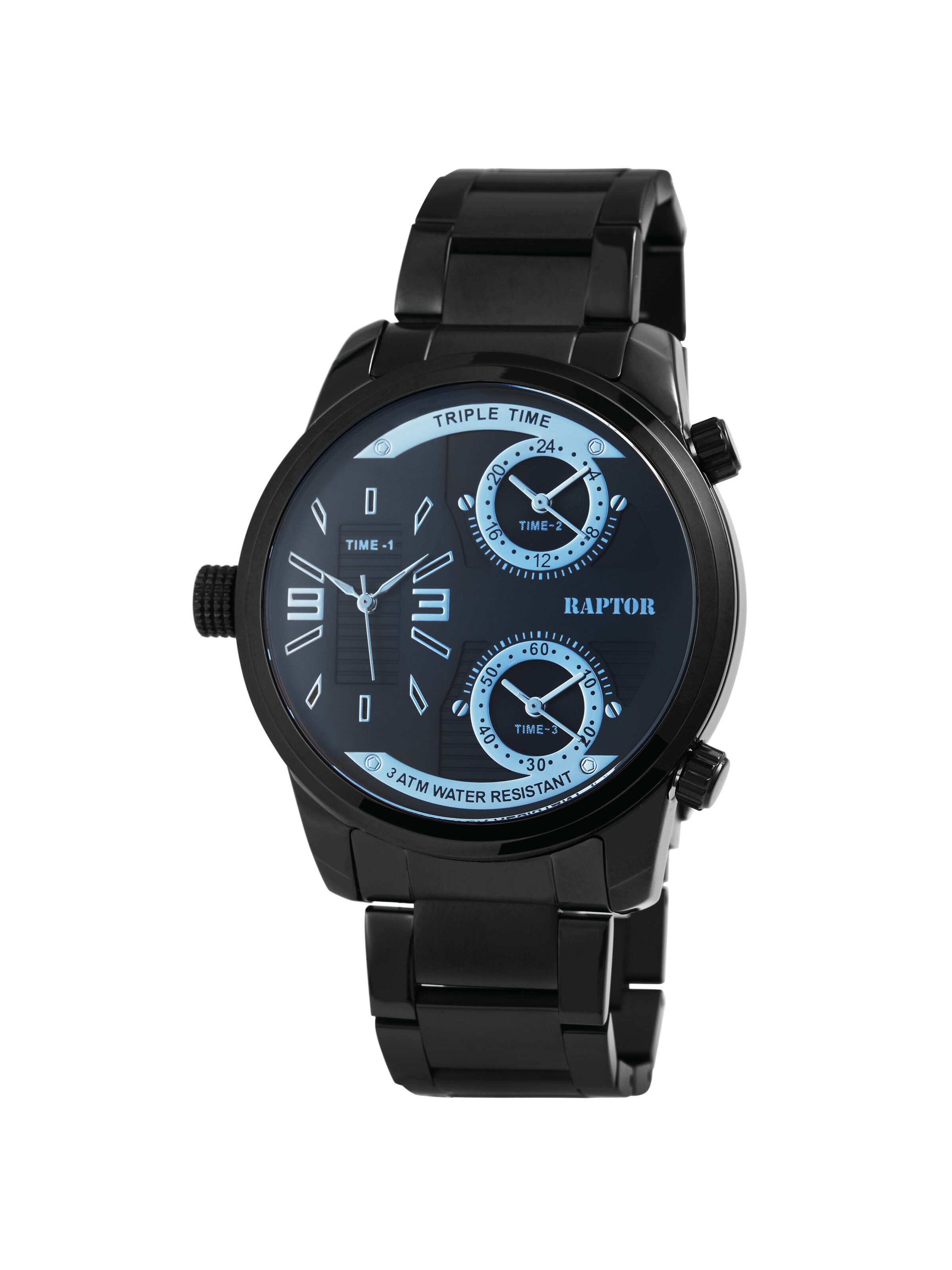 Raptor Analog Watch 'Fox, 5 ATM' in Black: front