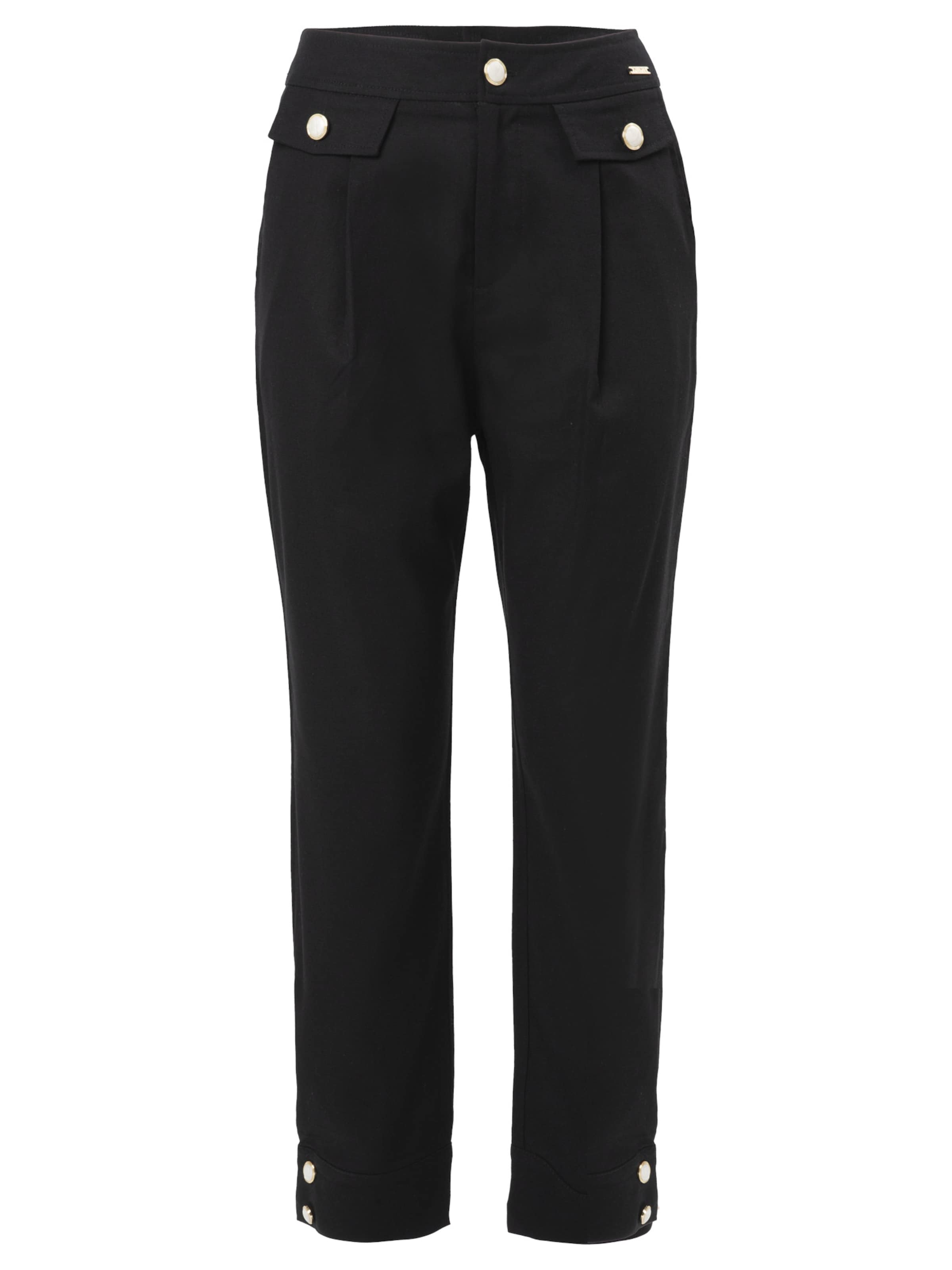 Influencer Zúžený strih Plisované nohavice - Čierna: predná strana