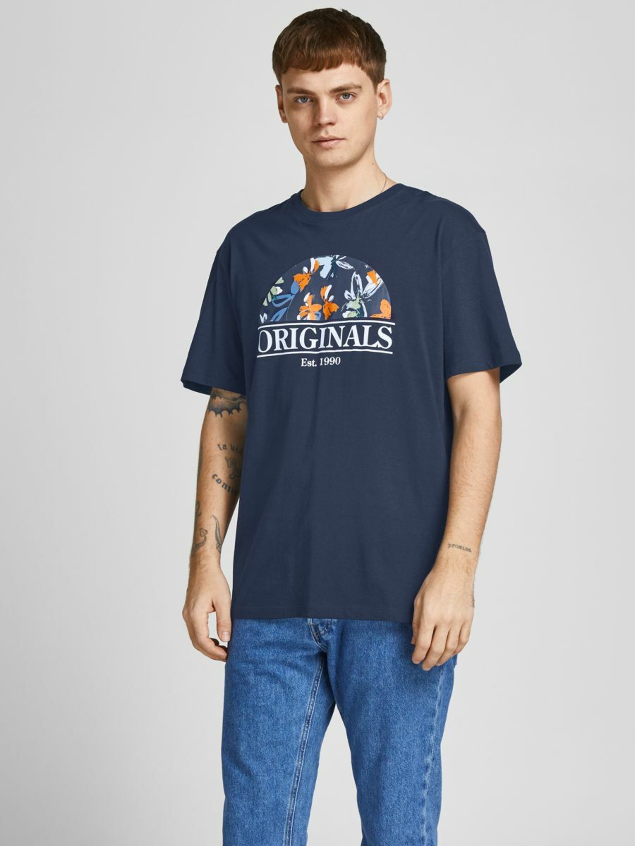 Homme T-Shirt JACK & JONES en Beige, Bleu 