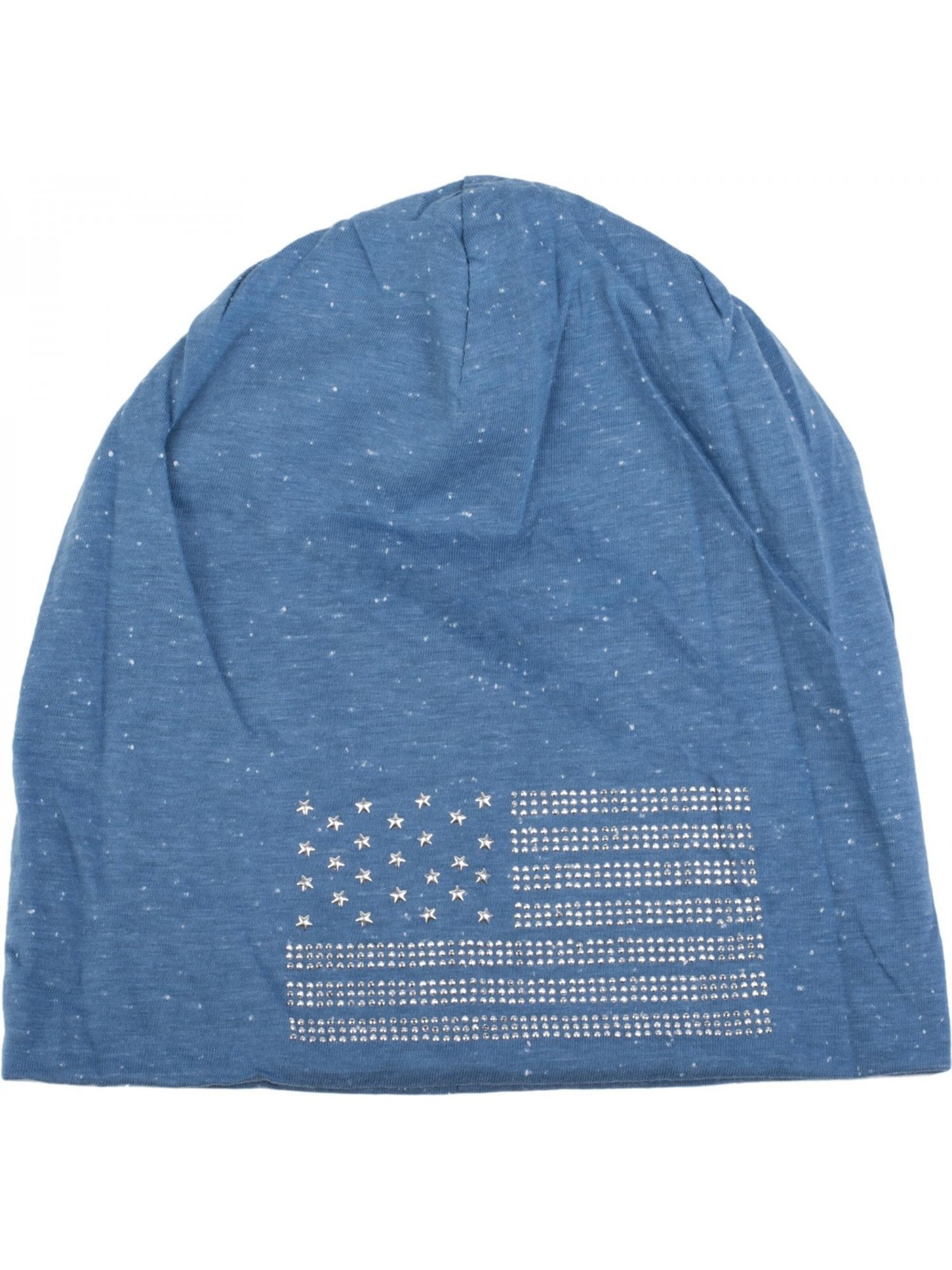styleBREAKER Mütze 'Beanie mit USA Flagge aus Strass'‌‌‌‌‌‌‌‌ in Blau