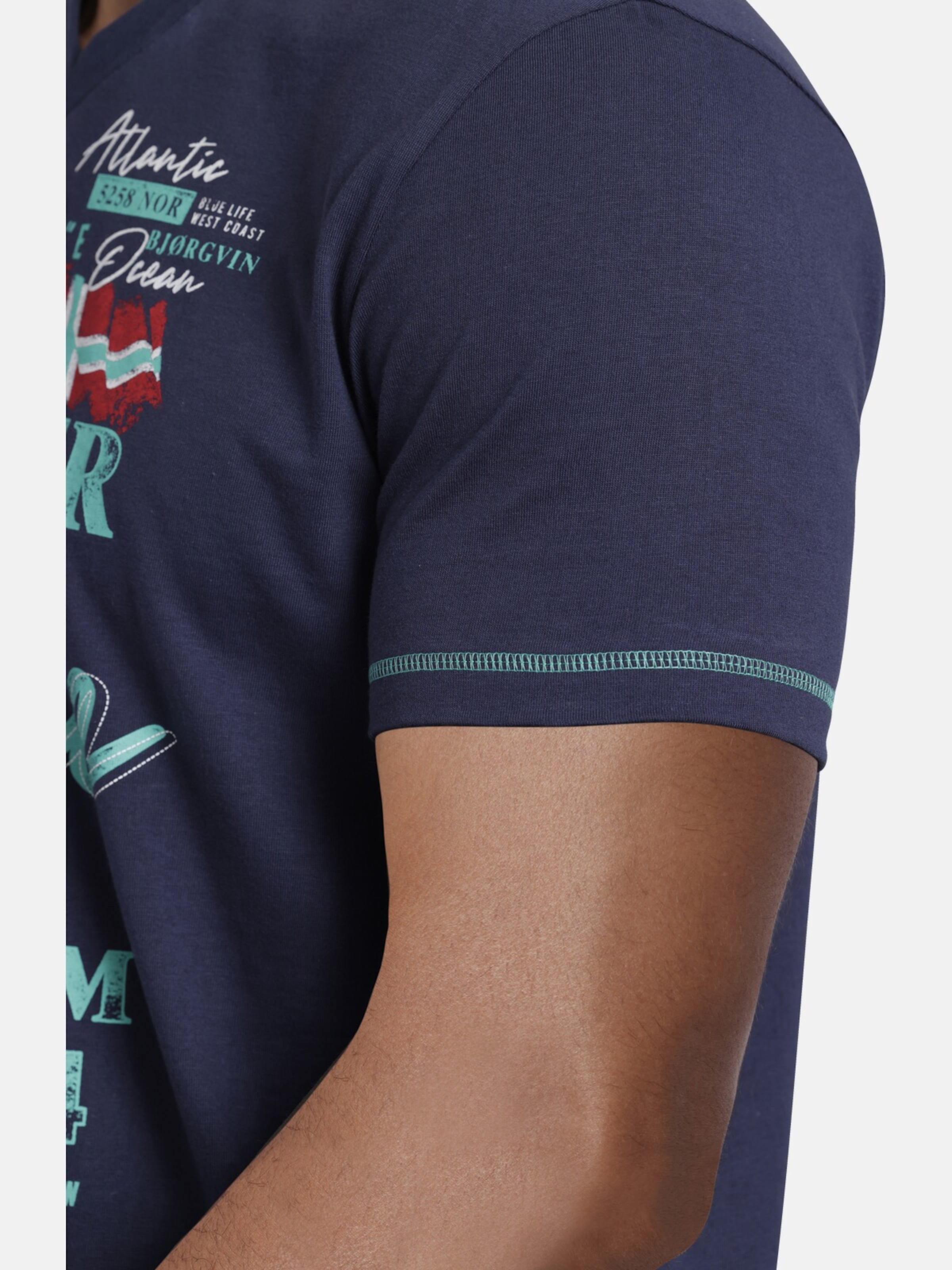 Männer Große Größen Jan Vanderstorm T-Shirt 'Nordger' in Aqua, Dunkelblau - XR91748