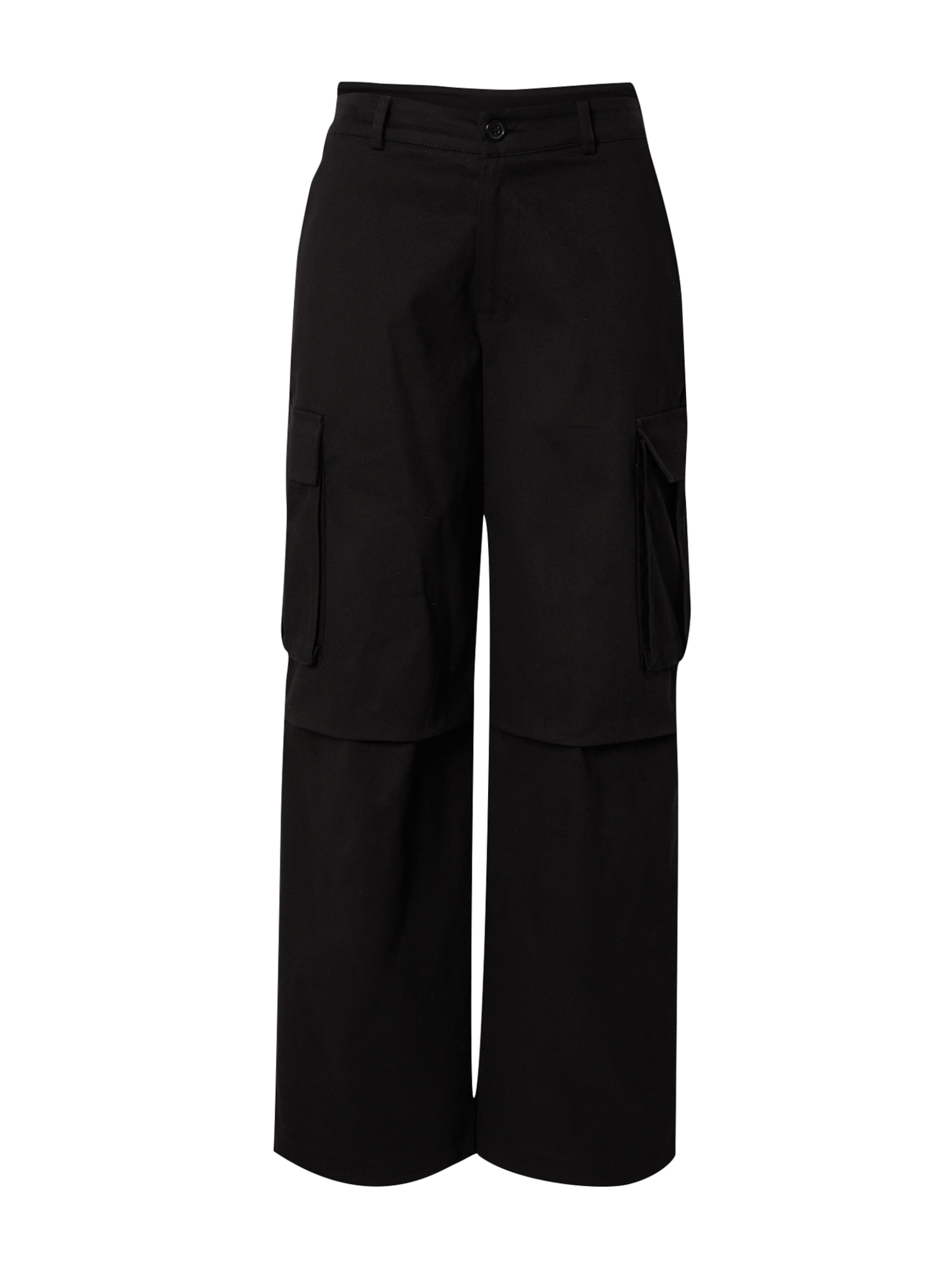 LENI KLUM x ABOUT YOU Loose fit Cargo Pants 'Leona' in Black: front