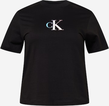 Tricou de la Calvin Klein Jeans Curve pe negru: față