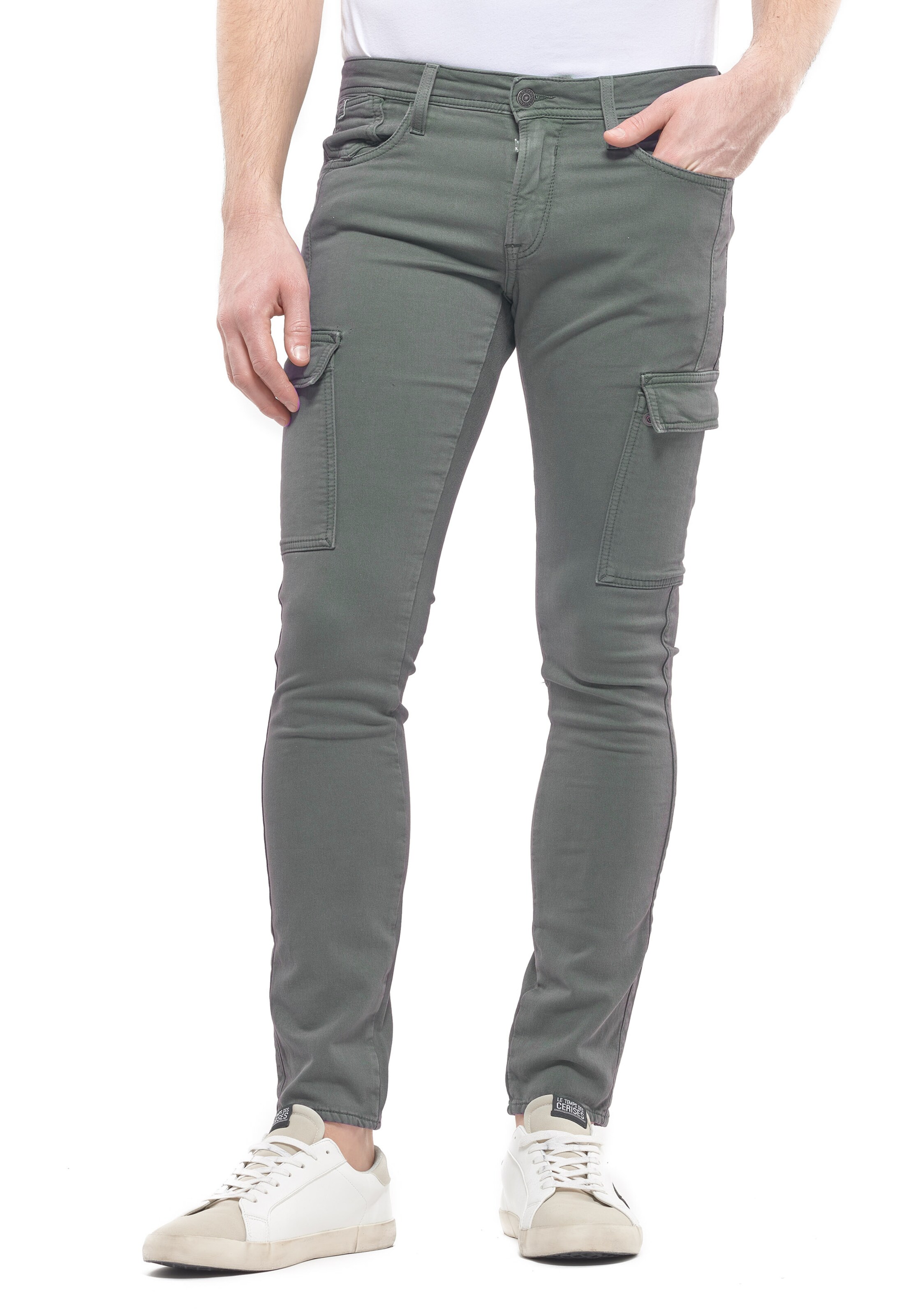 Le Temps Des Cerises Slimfit Cargobroek 'Jogg' in Grijs: voorkant