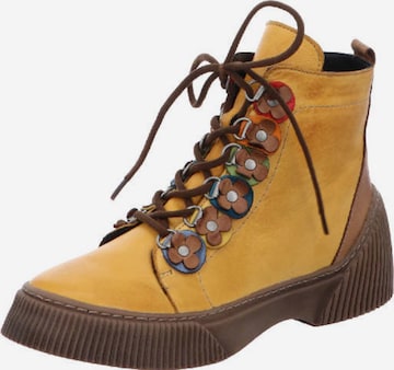 Gemini Lace-Up Ankle Boots in Yellow: front