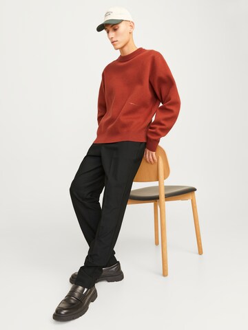 JACK & JONES Normalny krój Spodnie w kant 'JPSTAce Leo' w kolorze czarny