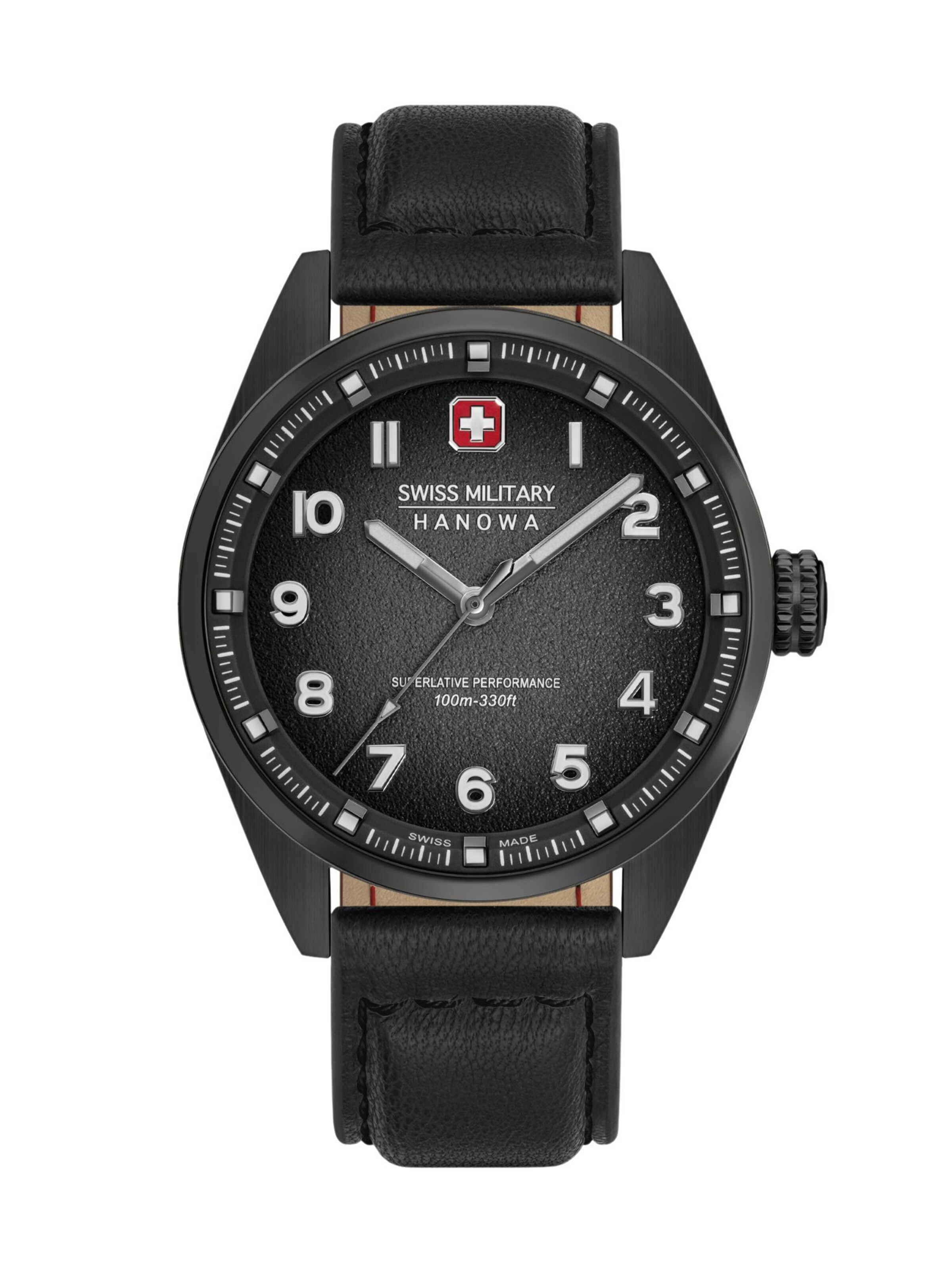 SWISS MILITARY HANOWA Uhr 'Greyhound' in Schwarz: Vorderseite