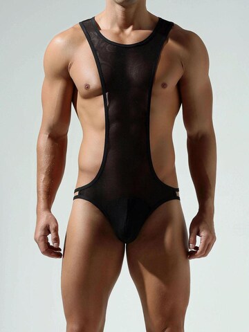 TAUWELL Athletic Underwear 'Wrestling Singlet' in Black: front