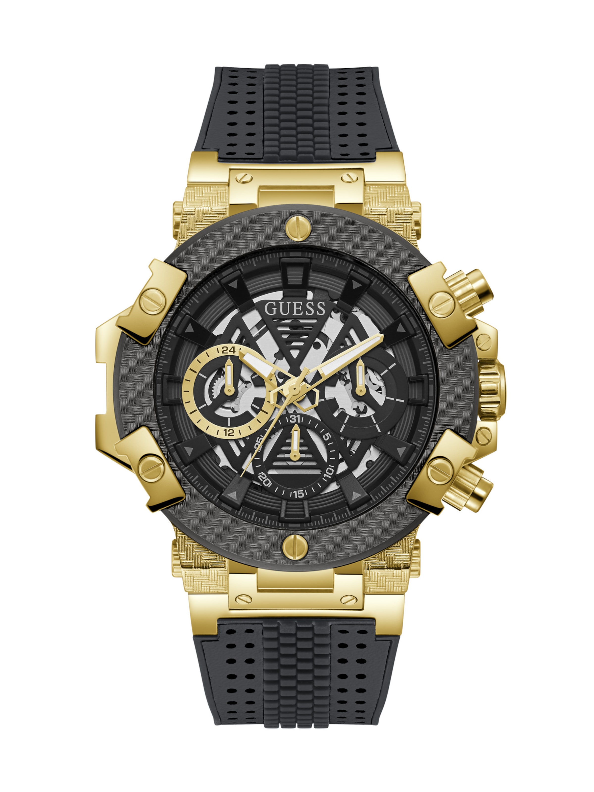 Montre à affichage analogique GUESS en or : devant