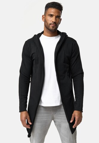 INDICODE JEANS Zip-Up Hoodie ' Brekstad ' in Black: front