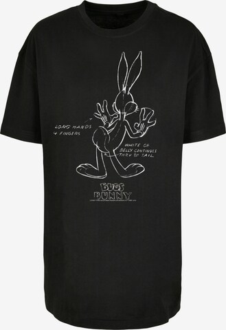 F4NT4STIC Oversized Shirt 'Looney Tunes Trickfilm Serie Cartoon Bugs Bunny' in Black: front