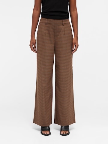 OBJECT - Pierna ancha Pantalón plisado 'Lisa' en marrón: frente