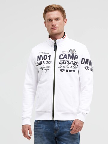 CAMP DAVID Zip-Up Hoodie in White: front