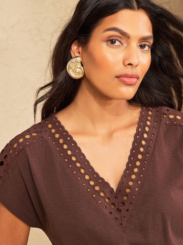 T-shirt love & roses en marron