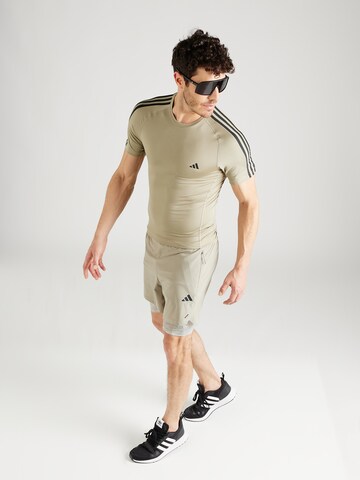 ADIDAS PERFORMANCE Functioneel shirt 'Techfit 3-Stripes ' in Beige