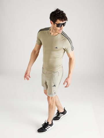 T-Shirt fonctionnel 'Techfit 3-Stripes ' ADIDAS PERFORMANCE en beige