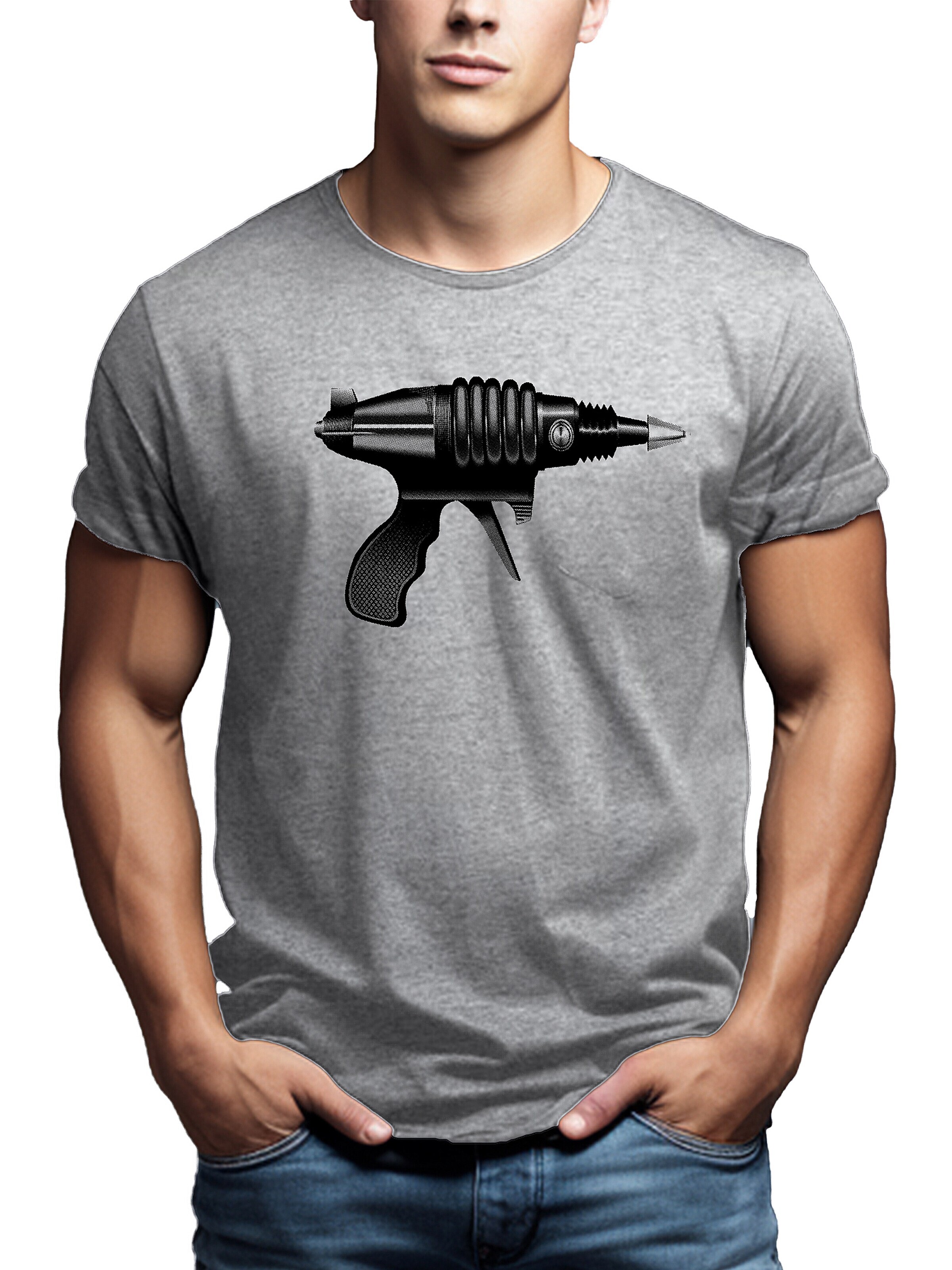 MAKAYA Shirt 'Laser Gun' in Grey