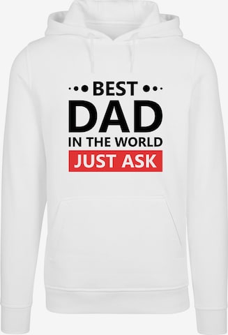 Merchcode Sweatshirt 'Fathers Day - Best dad, just ask' in Wit: voorkant
