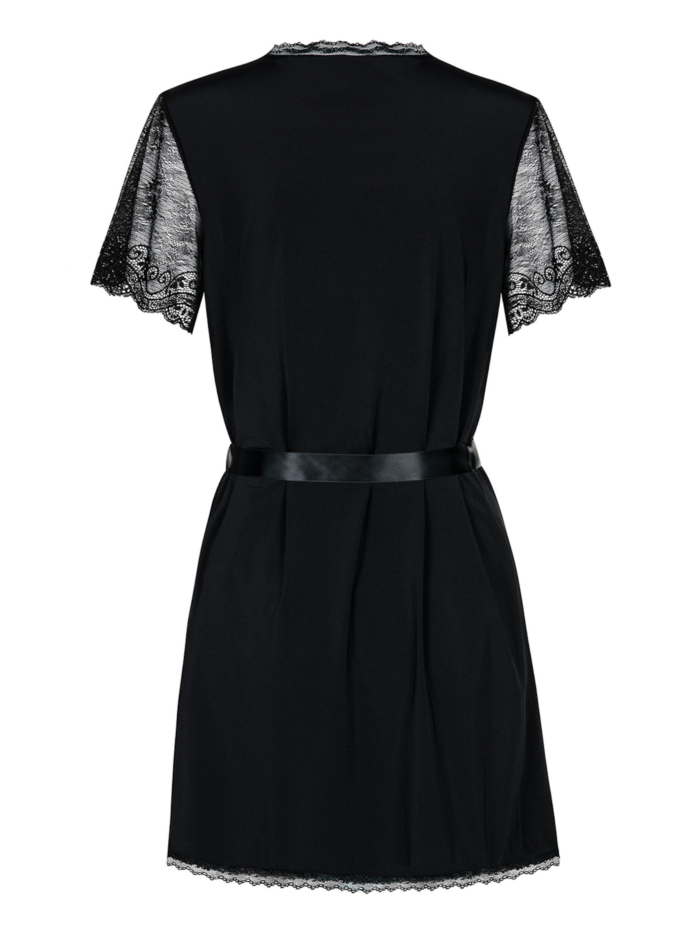 Obsessive Short Bathrobe 'Pegnoir Miamor' in Black