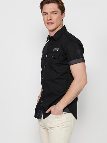 KOROSHI Slim fit Button Up Shirt in Black