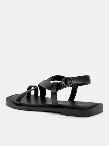 Pull&Bear T-Bar Sandals in Black
