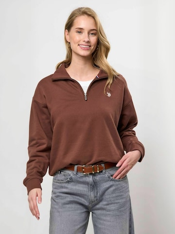 U.S. POLO ASSN. Svetr ' UWKatie ' – hnědá: přední strana