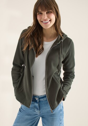 CECIL Zip-Up Hoodie in Green: front