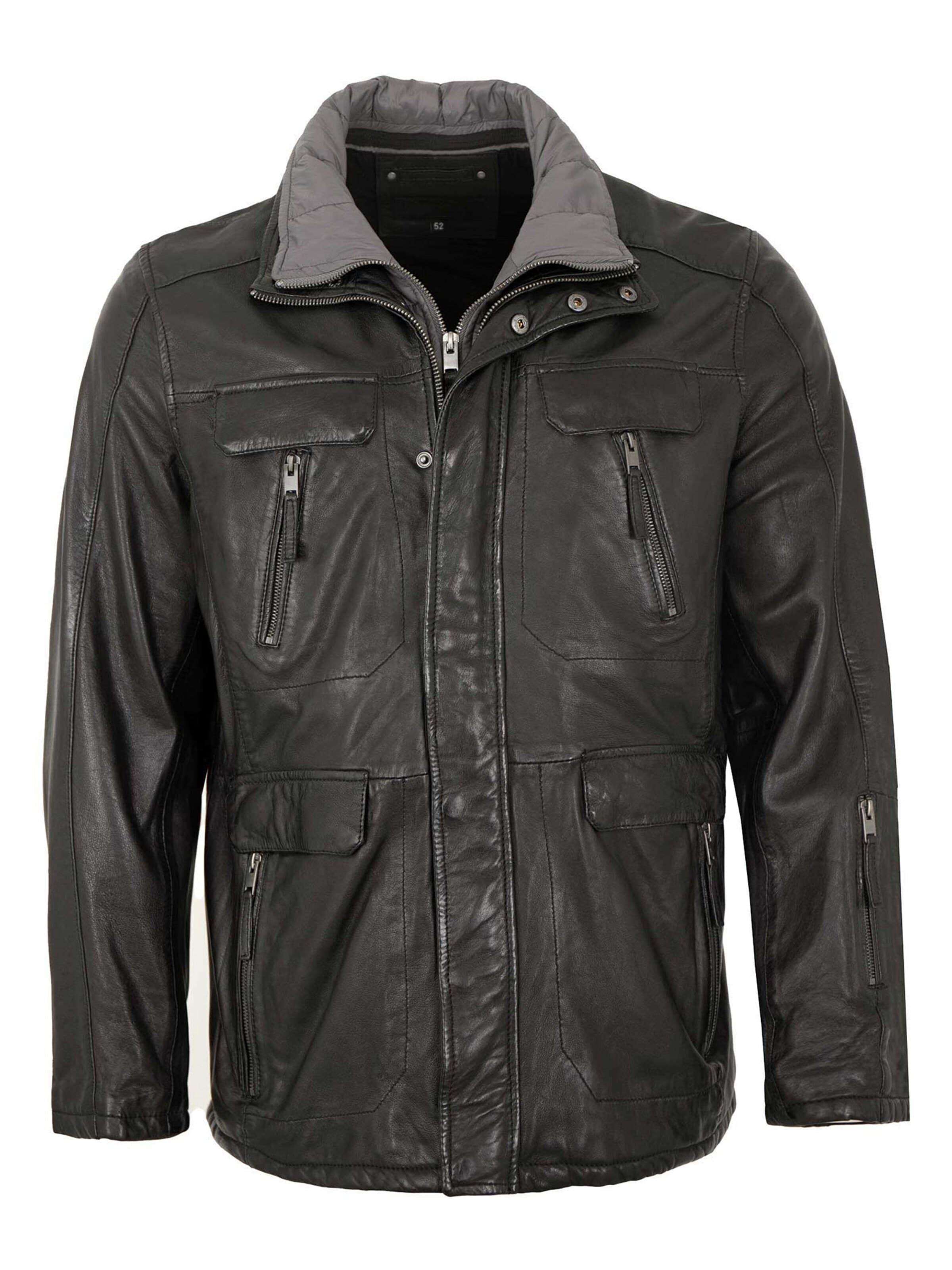 Lederjacken24 Between-Season Jacket 'Salmon 6' in Black: front