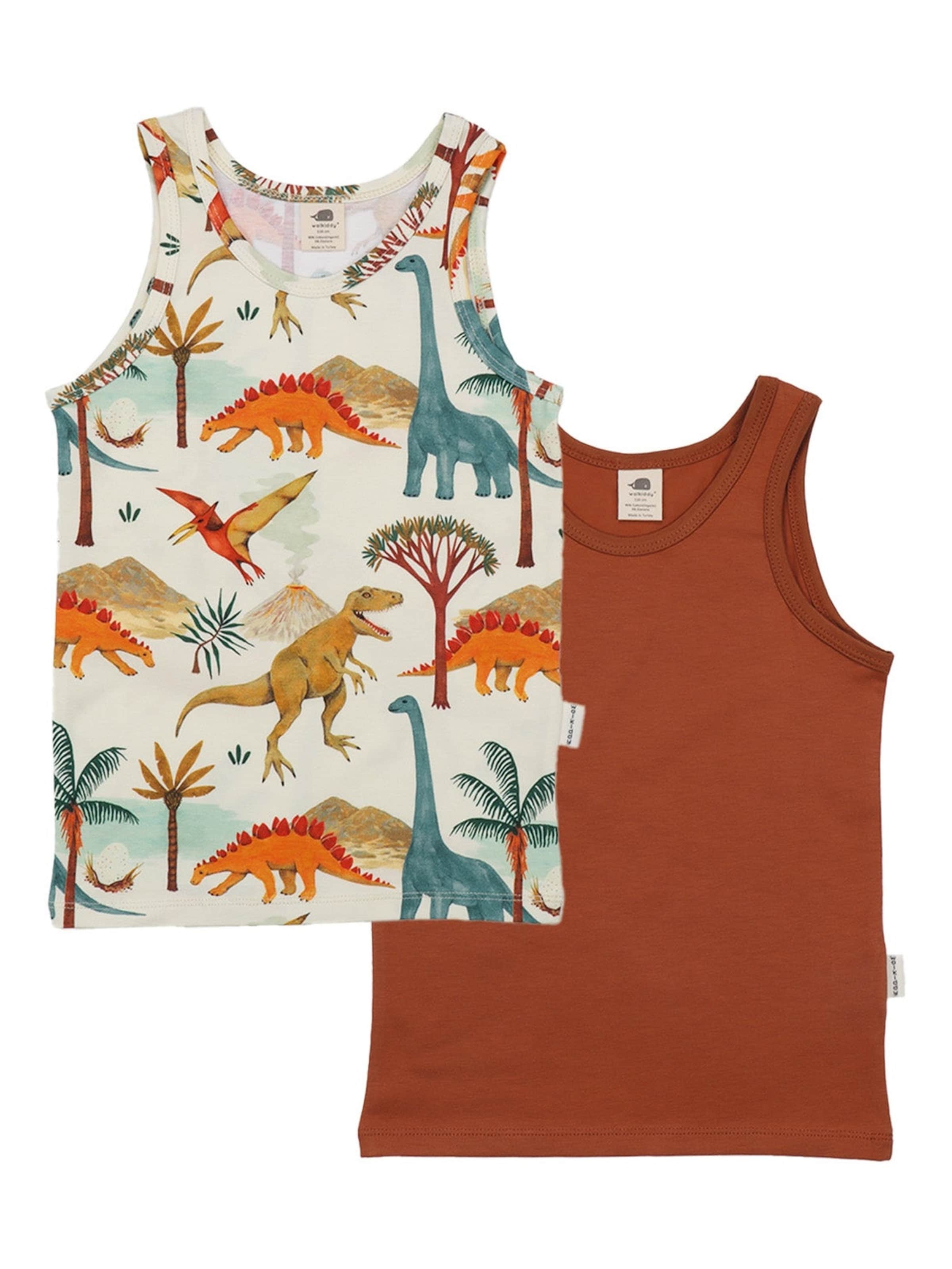 Walkiddy Undershirt 'Walkiddy - Dinasaur World Undershirt' in Brown: front