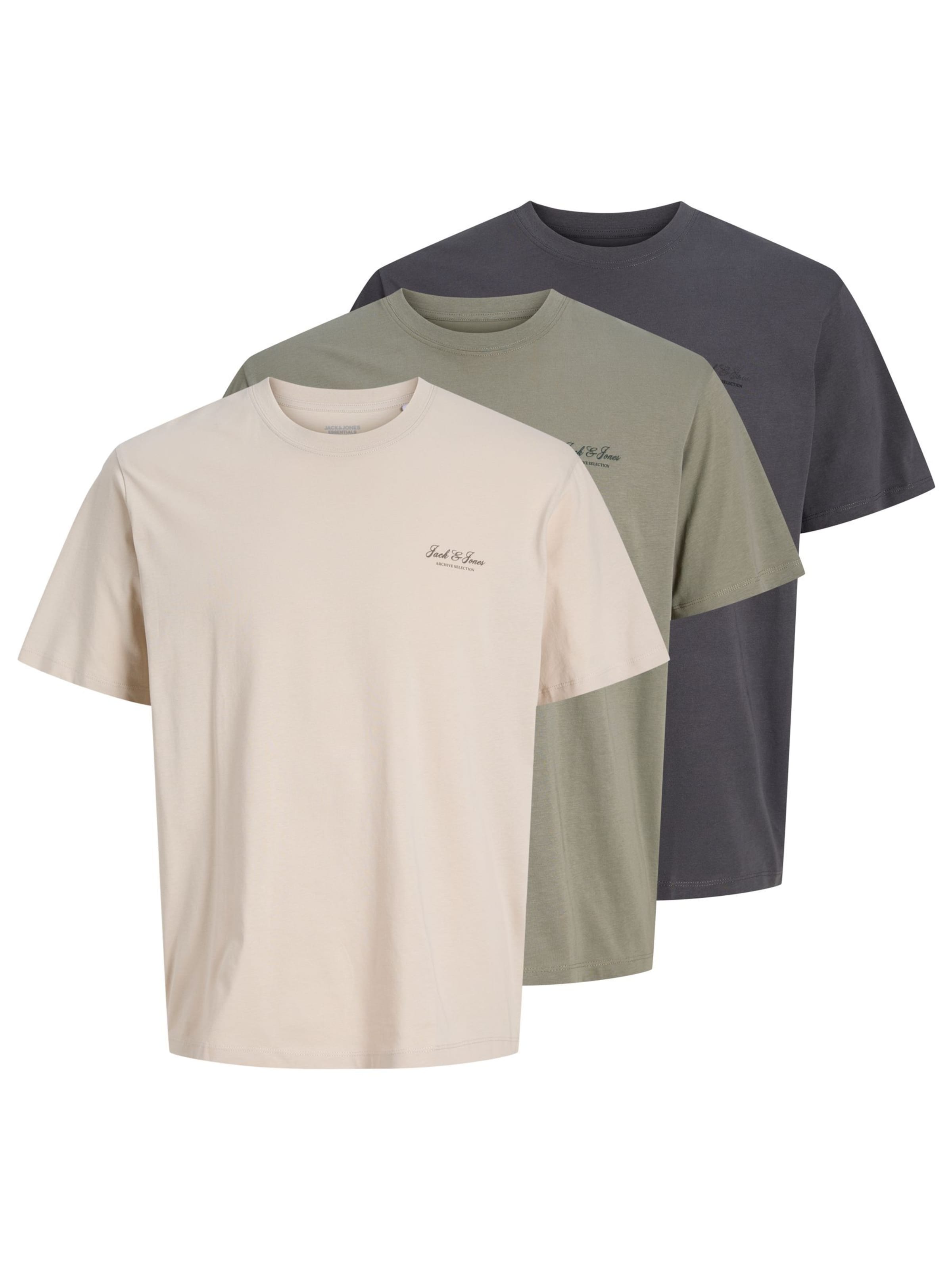JACK & JONES Bluser & t-shirts i XS i beige / grå / grøn, Produktvisning