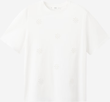 Tricou 'FLORI' de la MANGO pe alb: față