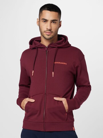 SCOTCH & SODA Zip-Up Hoodie in Red: front