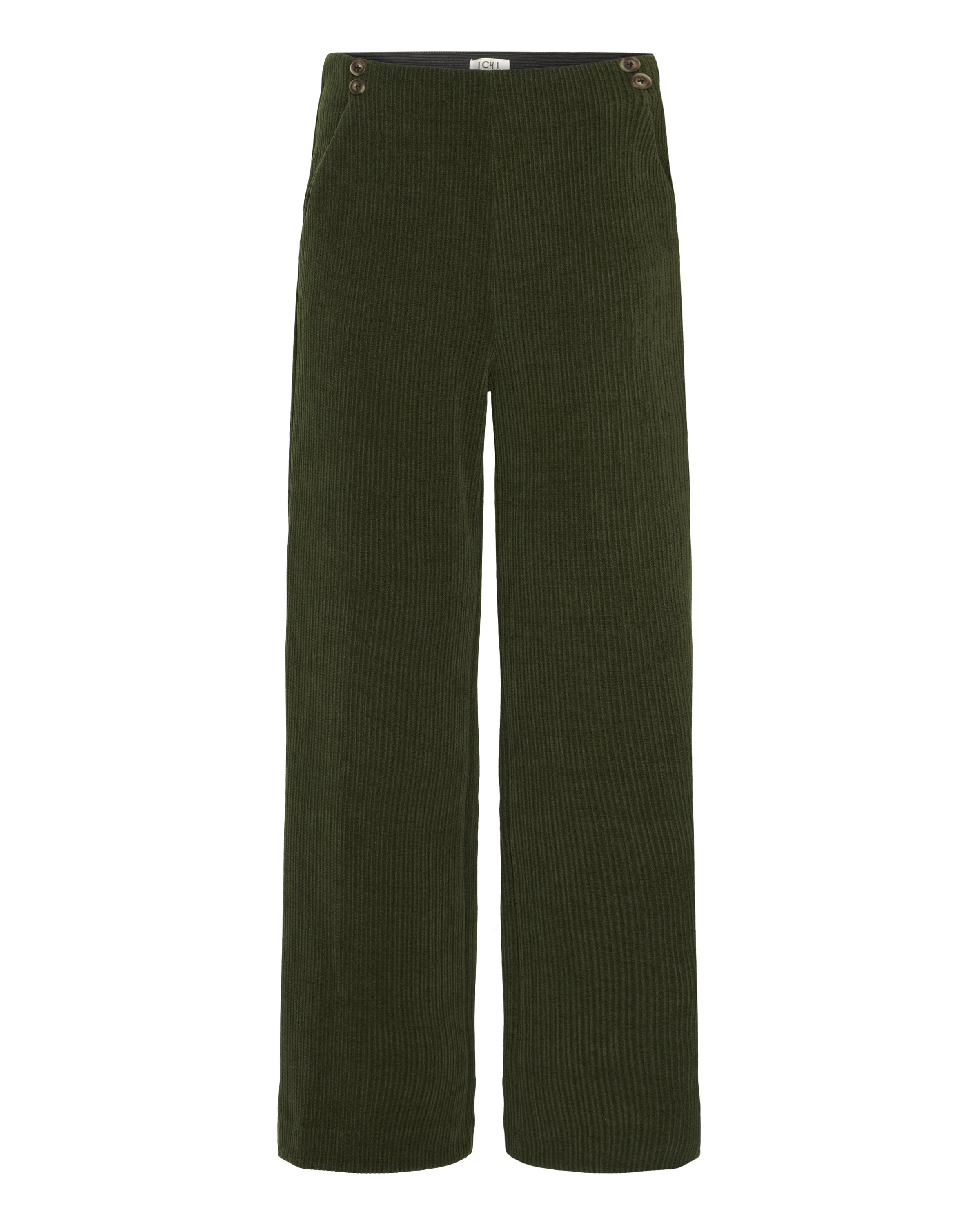ICHI Wide Leg Bukser 'IHKATE ' i grøn: forside