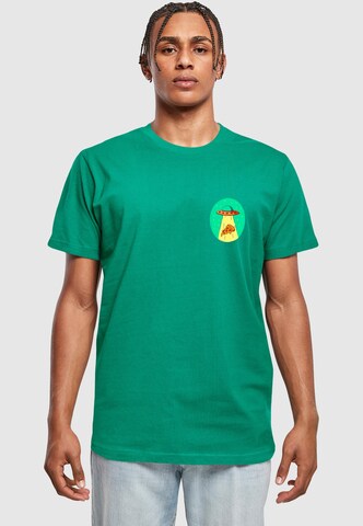 T-Shirt 'Ufo Pizza' Mister Tee en vert : devant