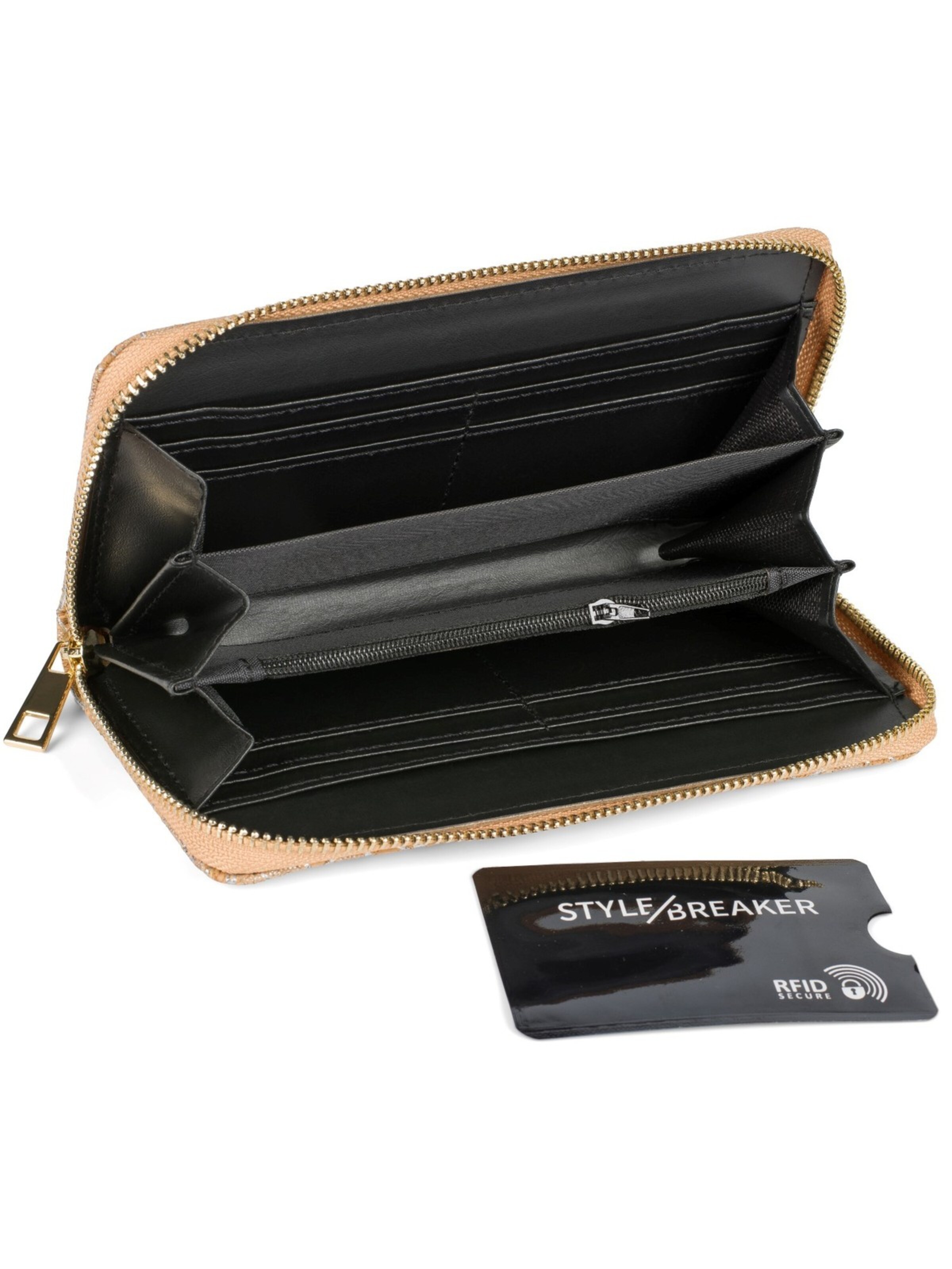 styleBREAKER Portemonnaie 'Kork Geldbörse mit Prisma Muster'‌‌‌‌‌‌‌‌‌‌ in Silber