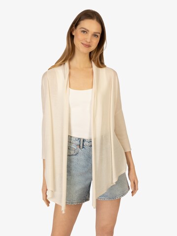 Rainbow Cashmere Knit Cardigan in Beige: front