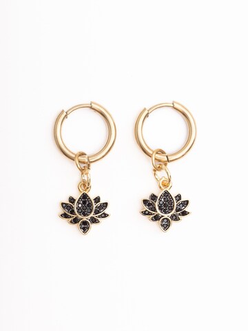 Secret Stones Ohrringe 'Black lotus' in Schwarz: Vorderseite