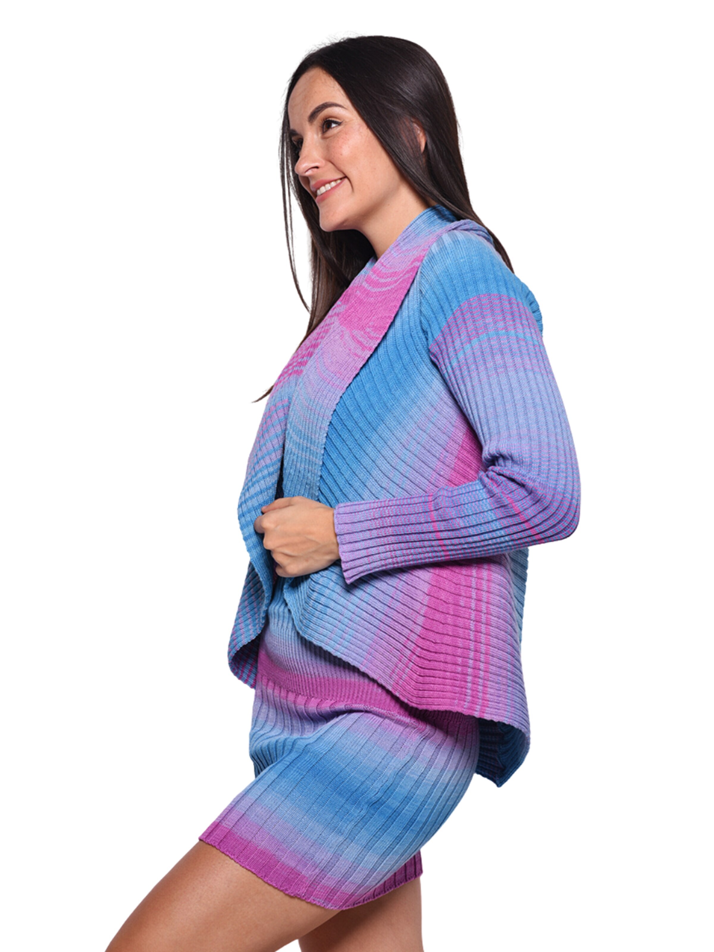 Süel knitwear Knit cardigan 'Round ribbed' in Purple