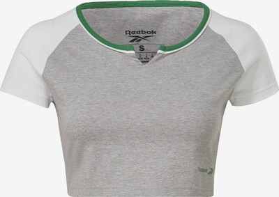 Sportiniai marškinėliai iš Reebok, spalva – margai pilka / žalia / vilnos balta, Prekių apžvalga