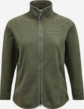 PEAK PERFORMANCE Tussenjas 'W Pile Zip Jacket' in Groen: voorkant