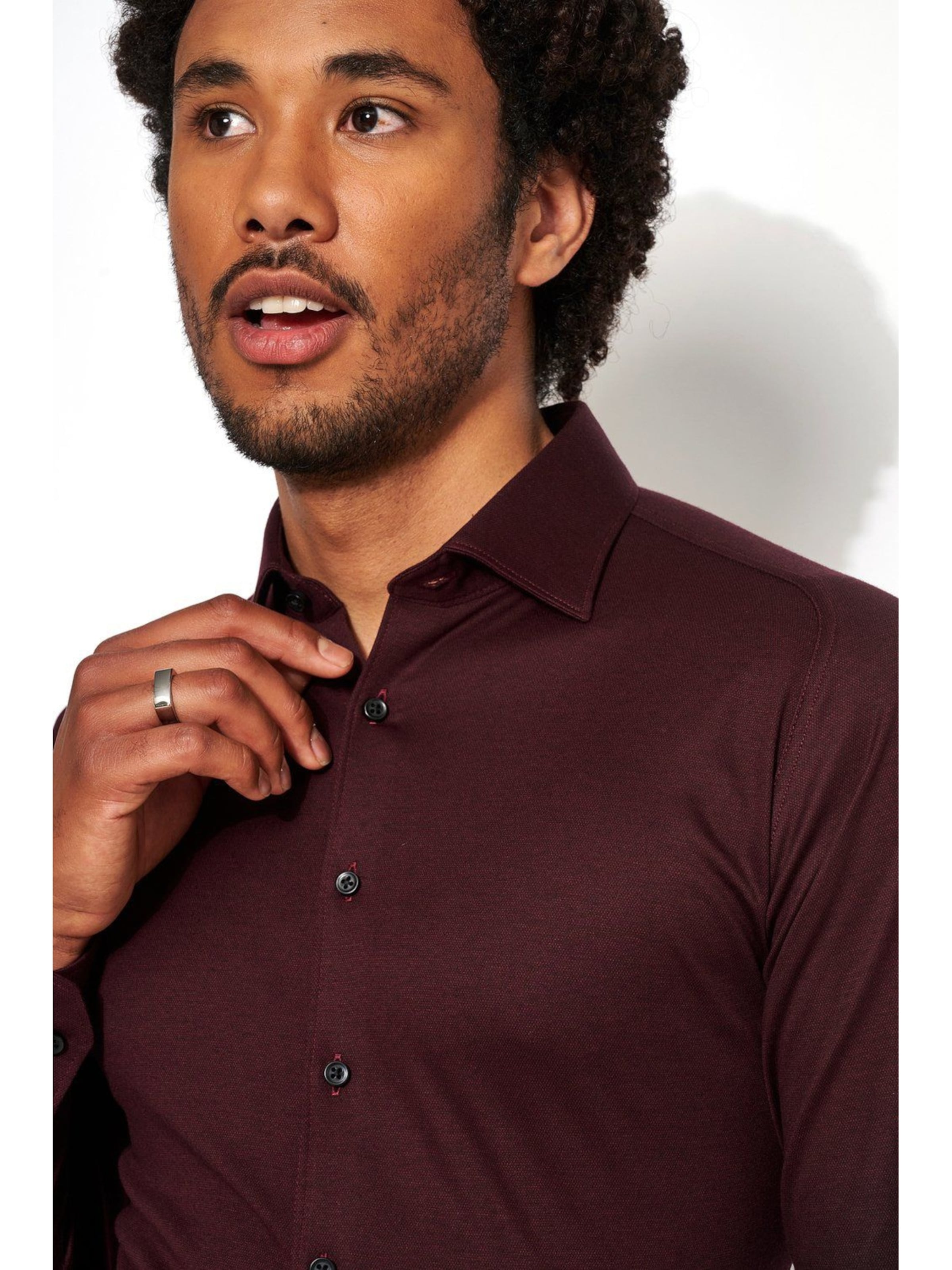 DESOTO Slim fit Button Up Shirt 'Kent' in Red