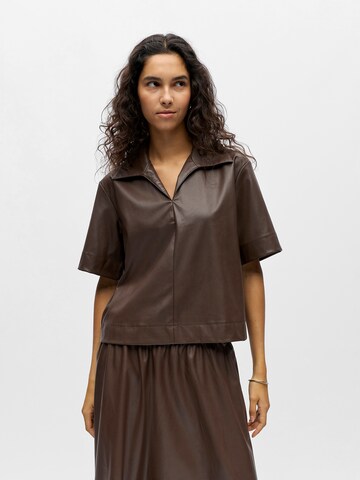 Camicia da donna 'OBJEmery' di OBJECT in marrone: frontale